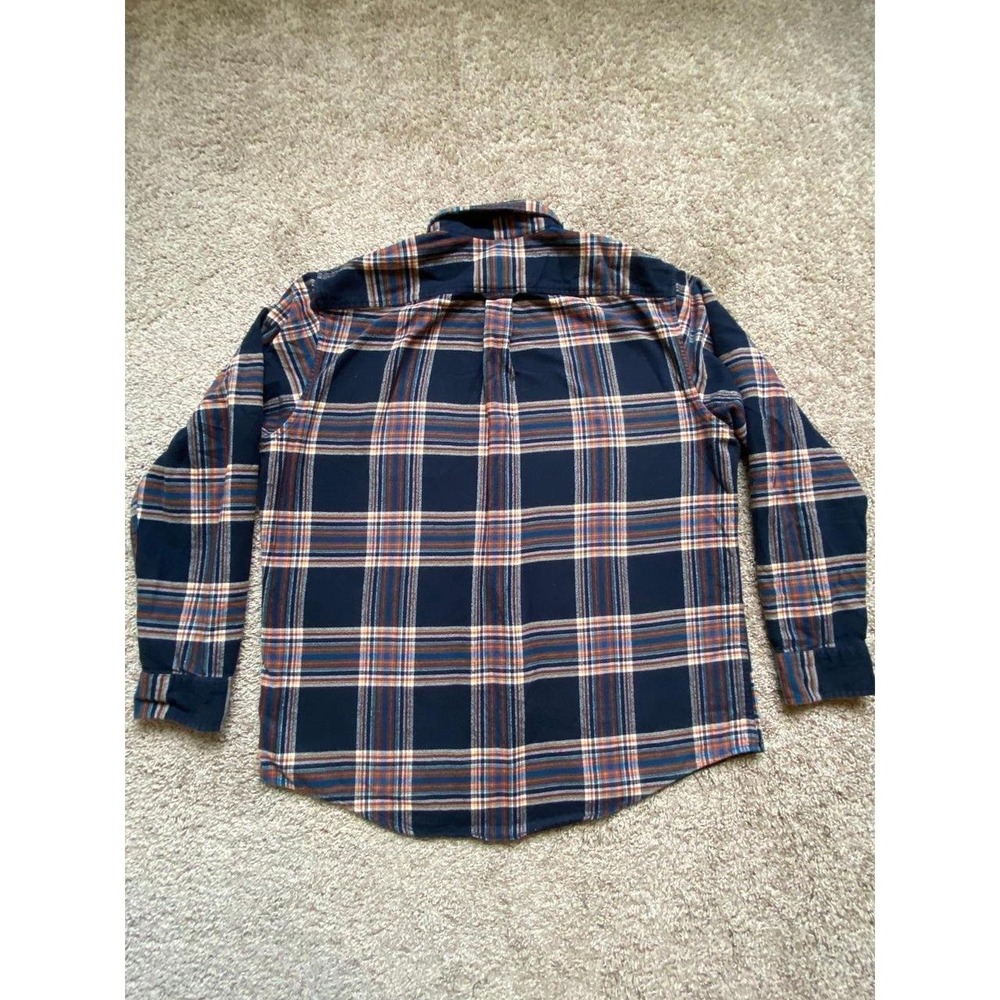 Lands End Men Shirt Large Plaid Navy BLue Long Sleeve Flannel 16-16 1/2 SKU12 - Picture 6 of 6